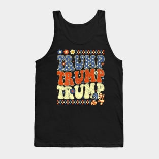 Trump Trump Trump 2024 Retro Groovy Tank Top